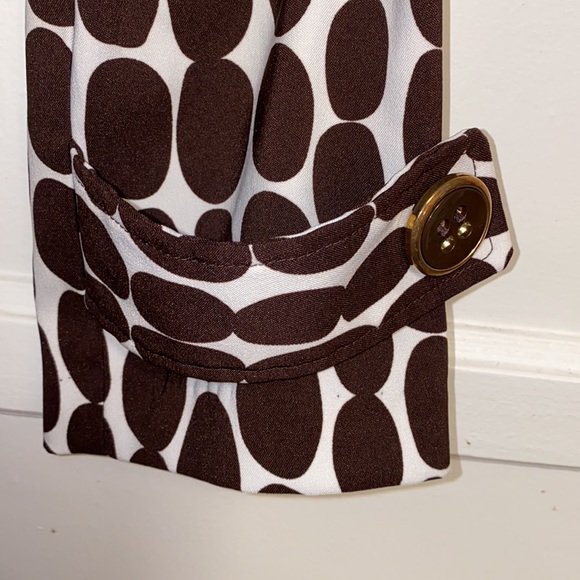 Heart Soul Small White Brown Polka Dot Double Breasted Belted Short Trench Coat - Picture 11 of 14